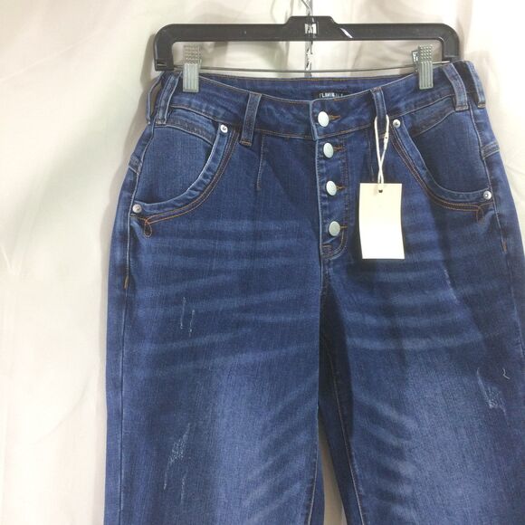 NEW Flamingals Exposed Button Fly Boyfriend Jeans Blue Medium Wash Size Small - Picture 4 of 6